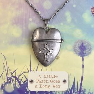 Demdaco Story Heart Pendant Pewter with Compartment 30”